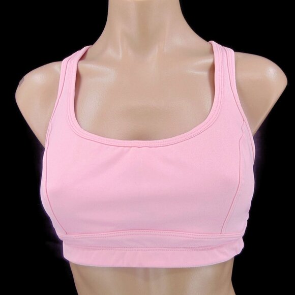 Moving Comfort Pink Sports Bra 36C 36 C Racer Back Dri Layer Logo Athletic - Picture 1 of 14